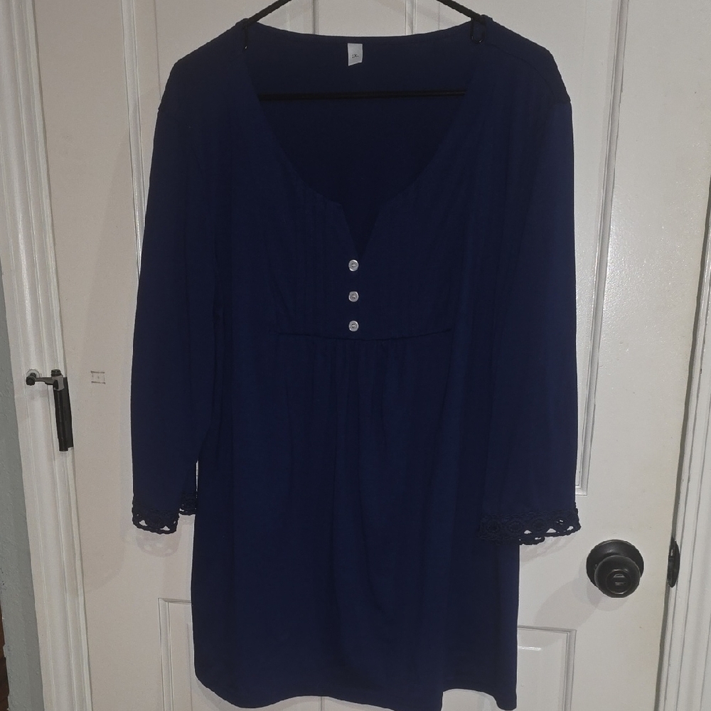 Deep Blue 3/4 Sleeve Top
